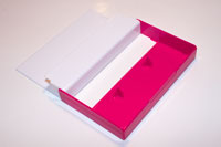 Red Rubine back / Opaque White window