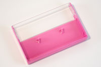 Pink back / clear window cassette case
