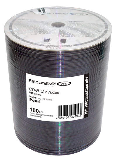 Falcon CD-R 52X Silver Pearl Inkjet Hub Printable