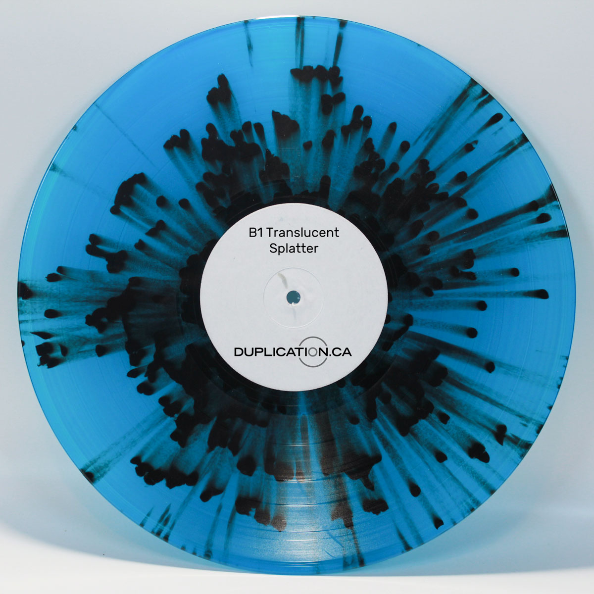 Blue transparent w/ black splatter