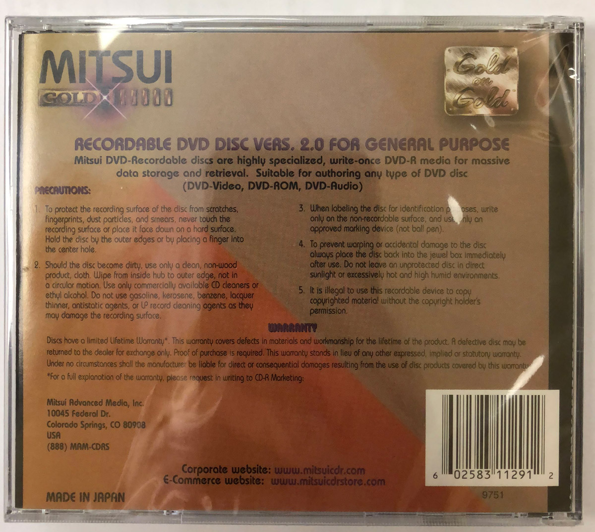 Mitsui Gold Archival DVD-R Made in Japan