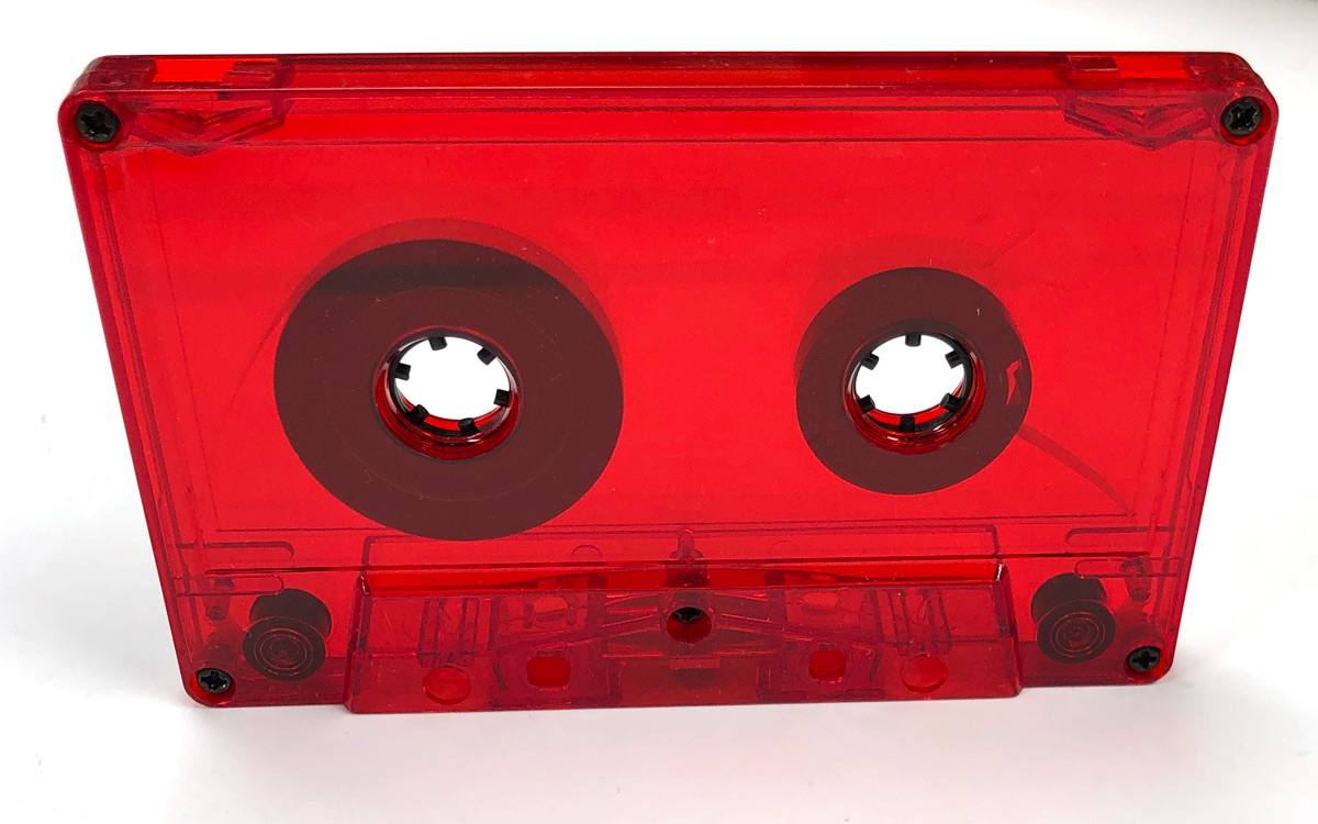 c-20 chrome red tinted transparent cassette with clear liners