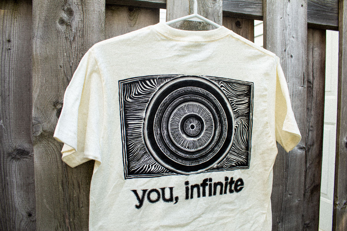 1-color silkscreen shirt with print on back of shirt