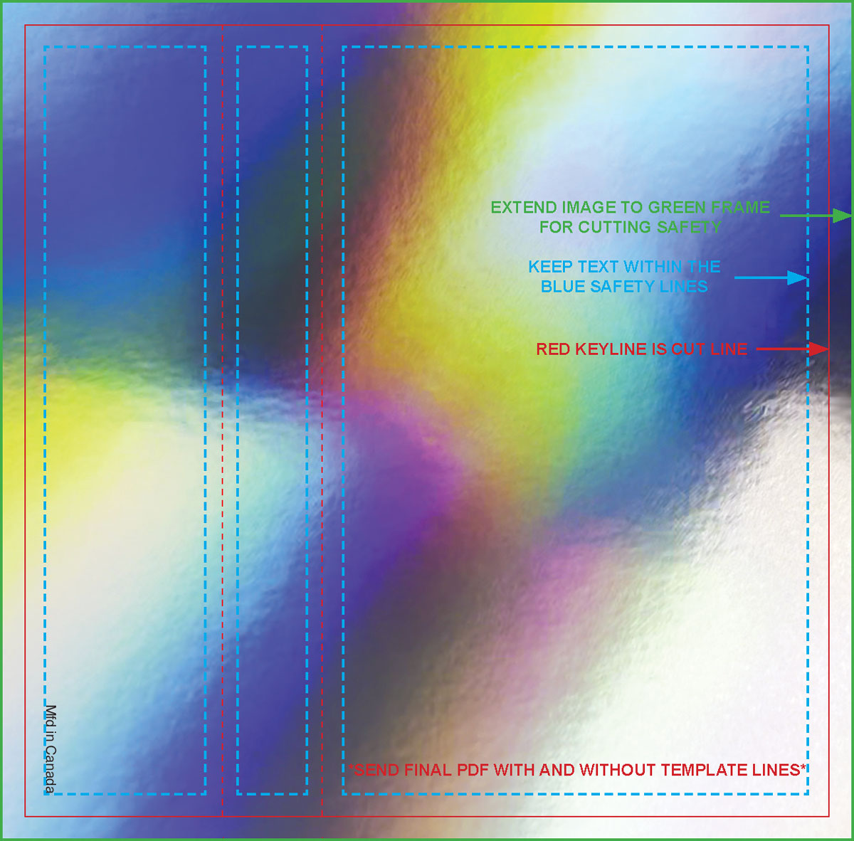 Printed J-cards on "rainbow" holographic paper