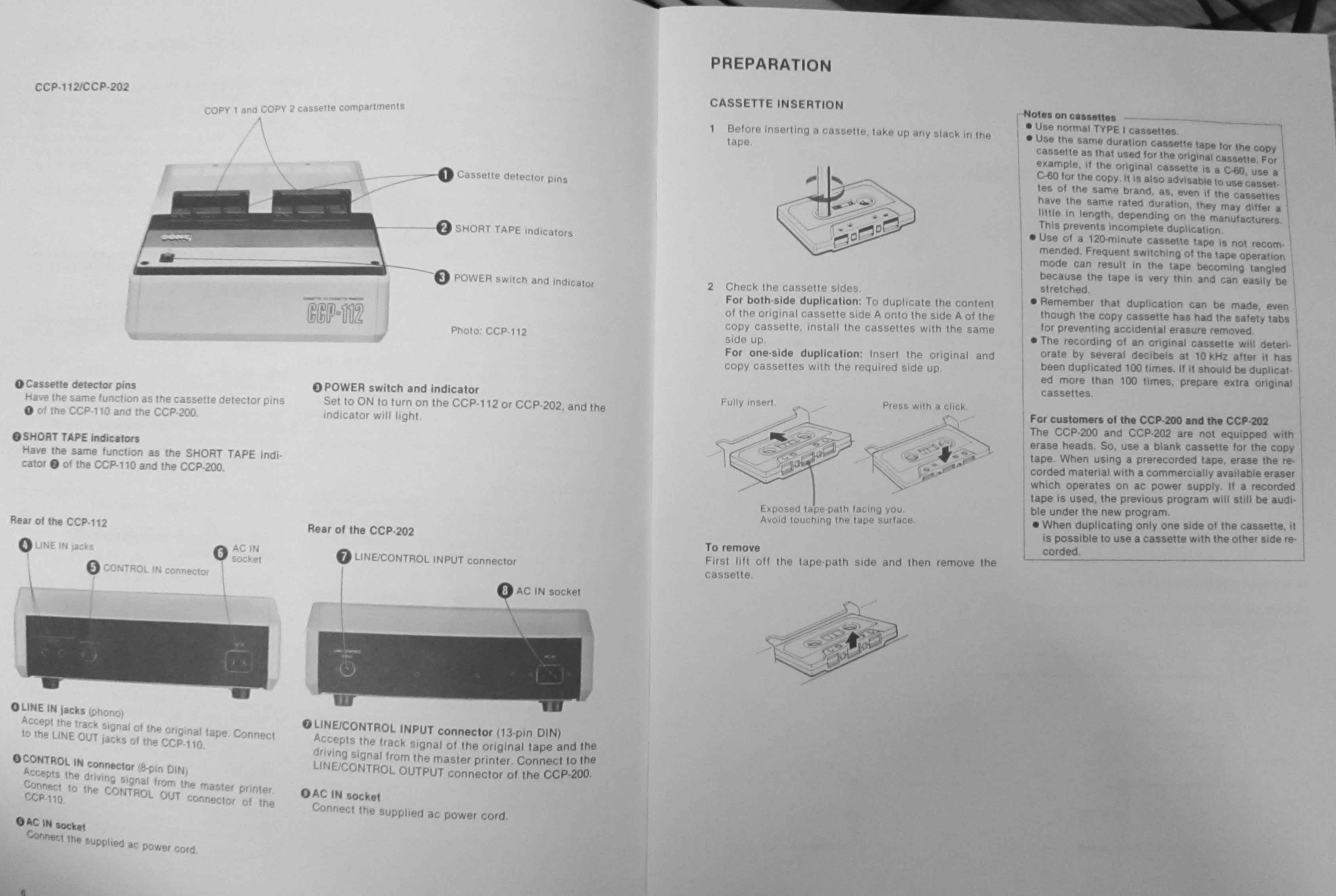 Sony CCP110 cassette duplicator manual