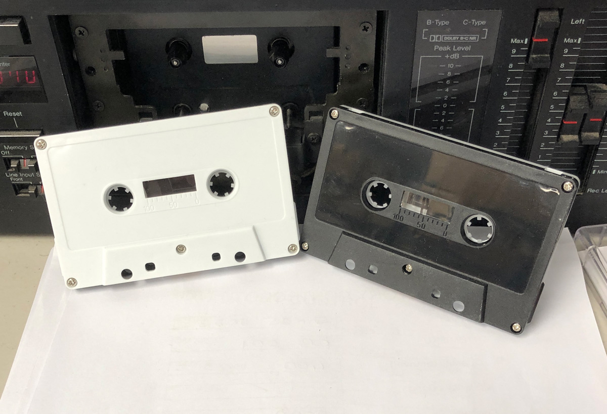 c-62 high bias cobalt in bicolor black and white cassette