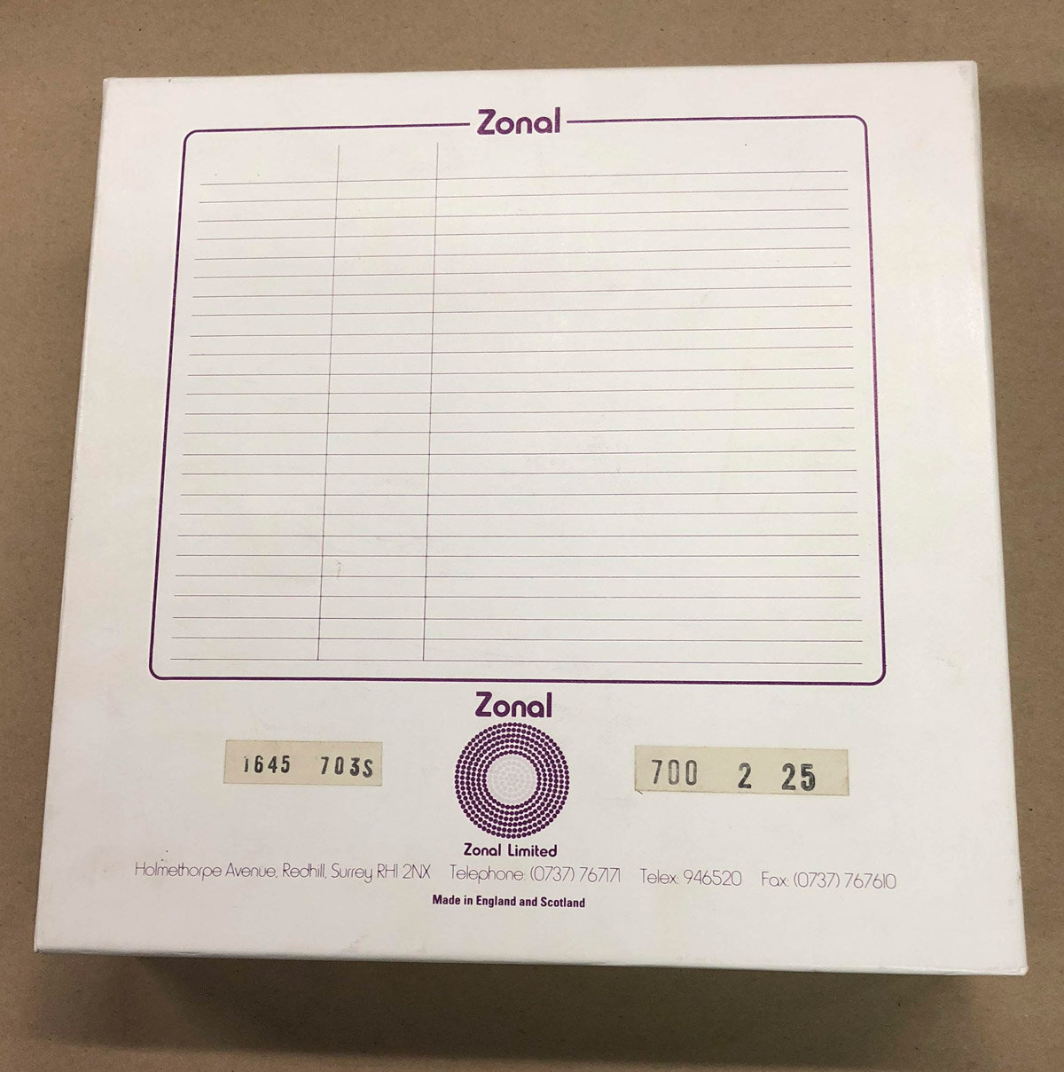 Zonal 2 inch reel to reel tape