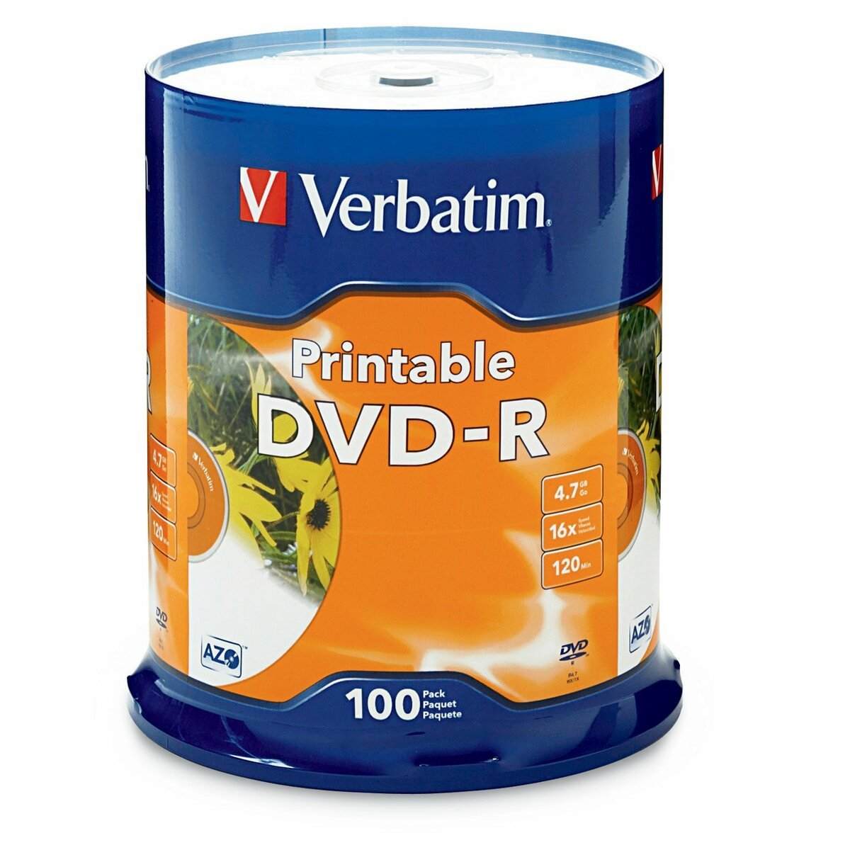 Verbatim 95153 DVD-R 4.7GB 16X White Inkjet Printable 100PK