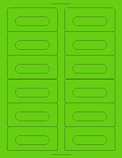 Fluorescent Green Audio Cassette Labels for Laser and Inkjet Printers - 12 Up, Square Bottom Corners