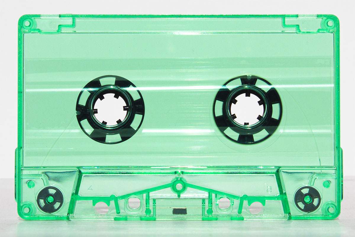 C-45 Green Transparent no screws RTM/Fox Type I Audio cassette