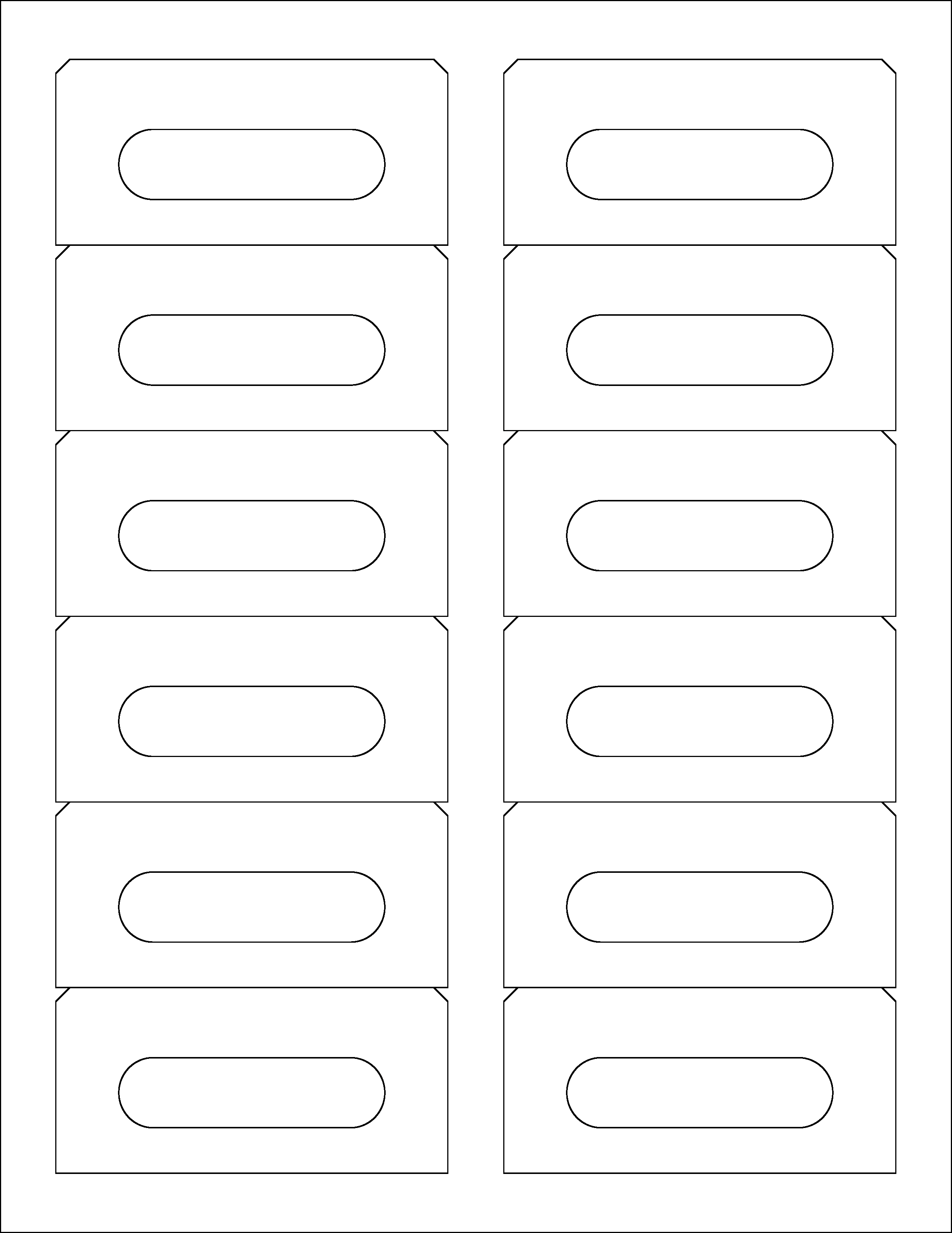 Audio Cassette Labels - 12 Up, Square Bottom Corners, Standard Matte White