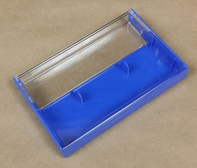 Clear/Blue Norelco Case for Audio Cassettes With Square Corners
