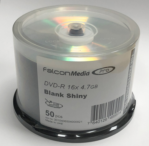 Falcon UHC Ultra Hardcoat DVD-R 16X Shiny Silver - (Prism and PowerPro, Silkscreening)