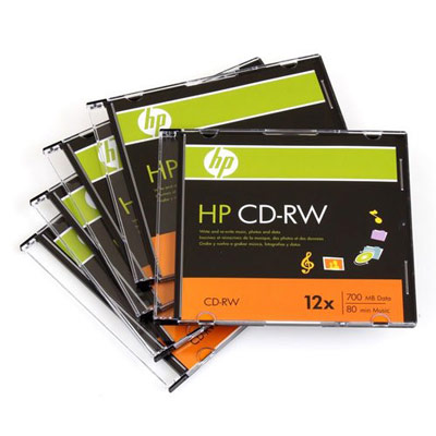 HP ReWriteable 12X Speed 700MB/80min CD-RW 5-Pack