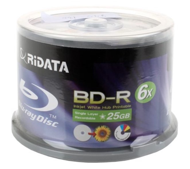 Ridata 25GB 6X White Inkjet Printable BD-R 50-pack