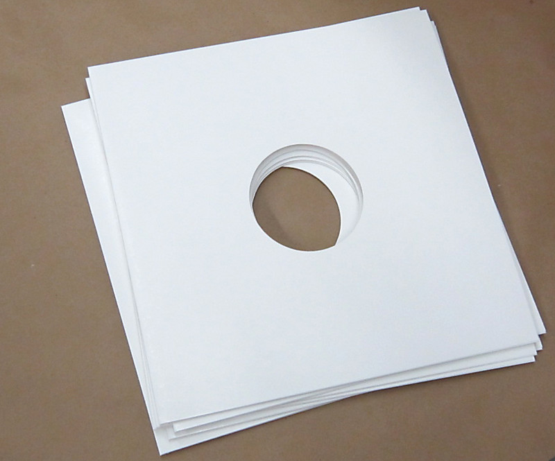 Glossy Blank White Jacket for Vinyl 12" Records With Hole, 20pt - 10 pieces