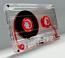 C-60 Transparent with Red Hubs and Red Leader Cobalt Type II Audio cassette C-60 Transparent with Red Hubs and Red Leader Cobalt Type II Audio cassette