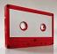 C-52 Red Windowless shell with White Label China Type I Audio cassette