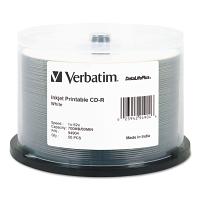 Verbatim CD-R 80MIN 700MB 52x DataLifePlus White Inkjet Printable, Hub Logo, 50PK Verbatim CD-R 80MIN 700MB 52x DataLifePlus White Inkjet Printable, Hub Logo, 50PK
