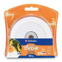 Verbatim 96936 DVD-R 4.7GB 16x White Inkjet Printable 10PK Verbatim 96936 DVD-R 4.7GB 16x White Inkjet Printable 10PK