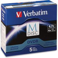 Verbatim 98899 M-Disc 4x 4.7GB Branded DVD Data Archival 5PK Verbatim 98899 M-Disc 4x 4.7GB Branded DVD Data Archival 5PK