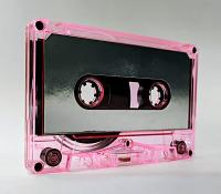 C-53 Pink tint cassette shell with black hubs and silver foil labels TDK SA High Bias tape Type II tape