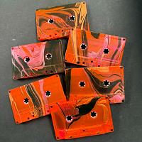 Gold-Silver-Black on Neon Pink Hand Dipped Cassette Tapes Custom-Loaded With Music-Grade Normal Bias Tape Gold-Silver-Black on Neon Pink Hand Dipped Cassette Tapes Custom-Loaded With Music-Grade Normal Bias Tape