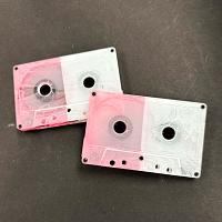 Half-Pink Half-White Hand Dipped Cassette Tapes Custom-Loaded With Music-Grade Normal Bias Tape Half-Pink Half-White Hand Dipped Cassette Tapes Custom-Loaded With Music-Grade Normal Bias Tape