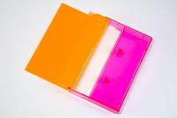 Fluorescent Orange / Fluorescent Pink Norelco Case for Audio Cassettes, Round Corners