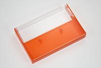 Clear/Orange Cassette Cases with square corners Clear/Orange Cassette Cases with square corners
