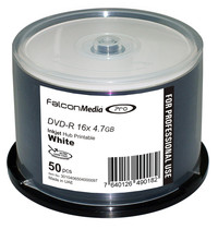 Falcon UHC DVD-R 16X White Inkjet Hub Printable