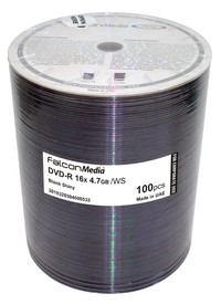 Falcon DVD-R 16X, Shiny Silver Hub Printable Corporate - 100pk