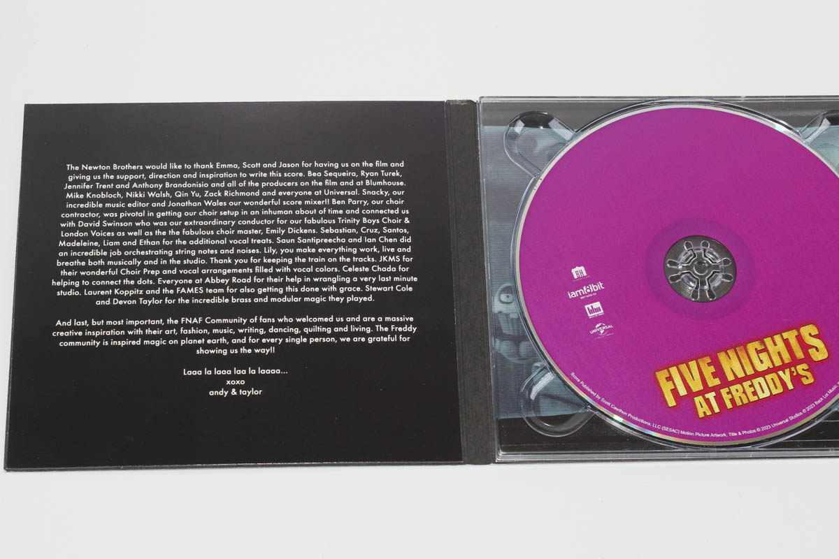 Black inside print on Five Nights at Freddy CD soundtrack