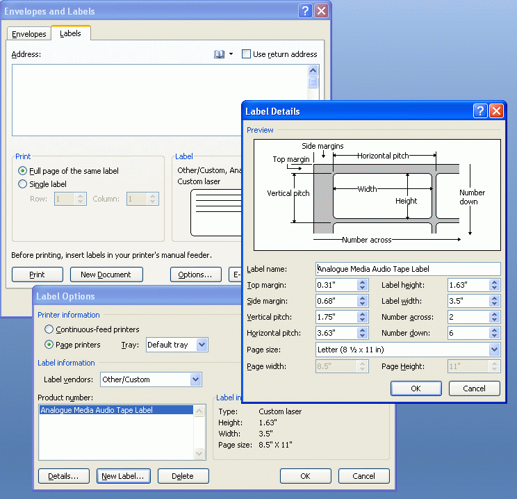 word label settings
