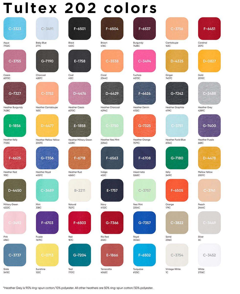 Tutlex 202 shirt colors